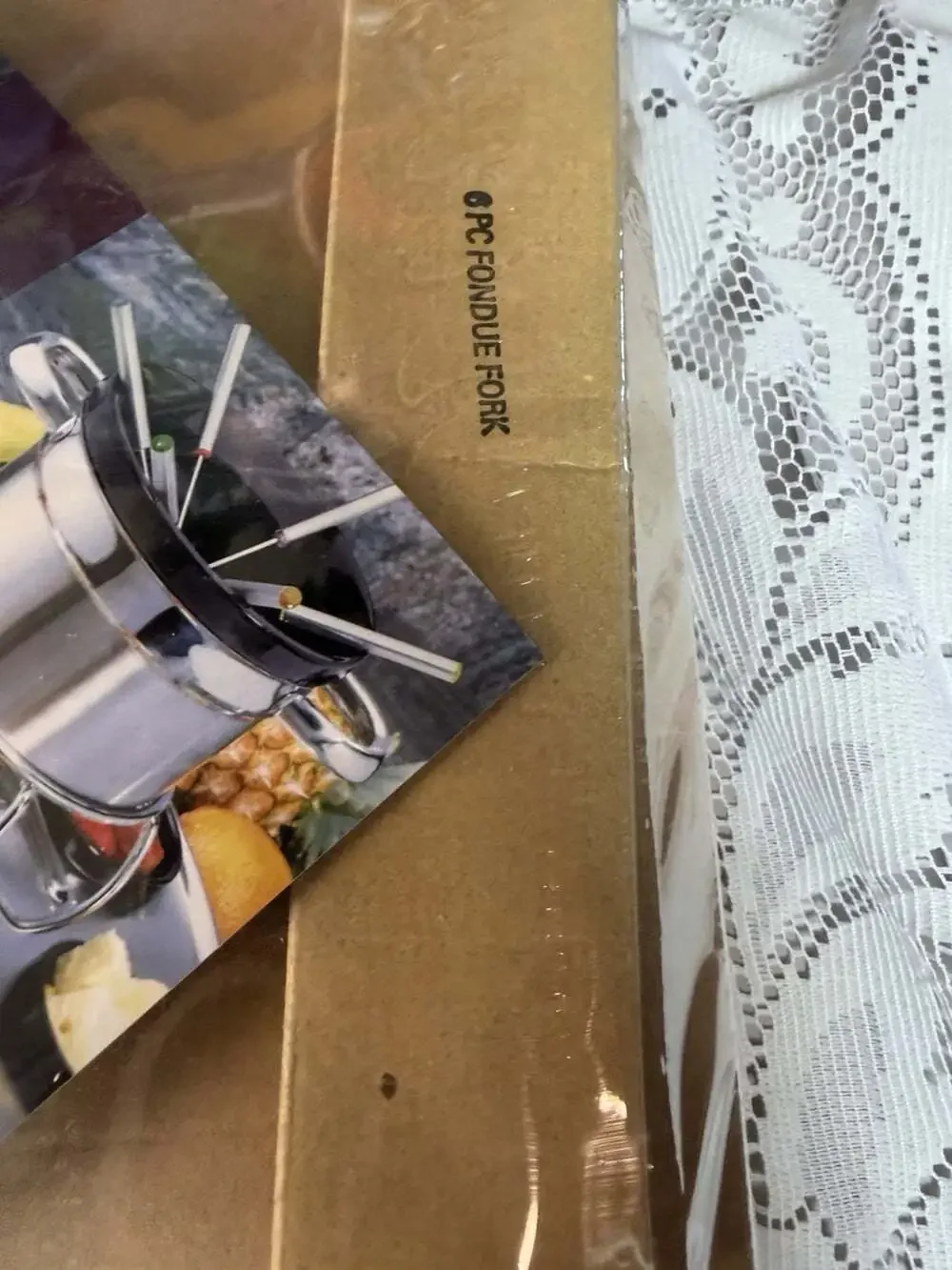 NIB Rotating Hoffritz Deluxe 18/10 Stainless Steel Fondue Set w/6 Forks  #402067